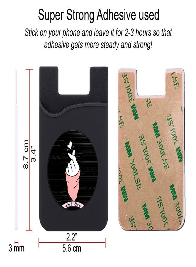Plan To Gift Set of 3 Cell Phone Card Wallet, Silicone Phone Card Id Cash Wallet with 3M Adhesive Stick-on Snap It Don't Touch Printed Designer Mobile Wallet for Your Phone & Tablet - Image 2